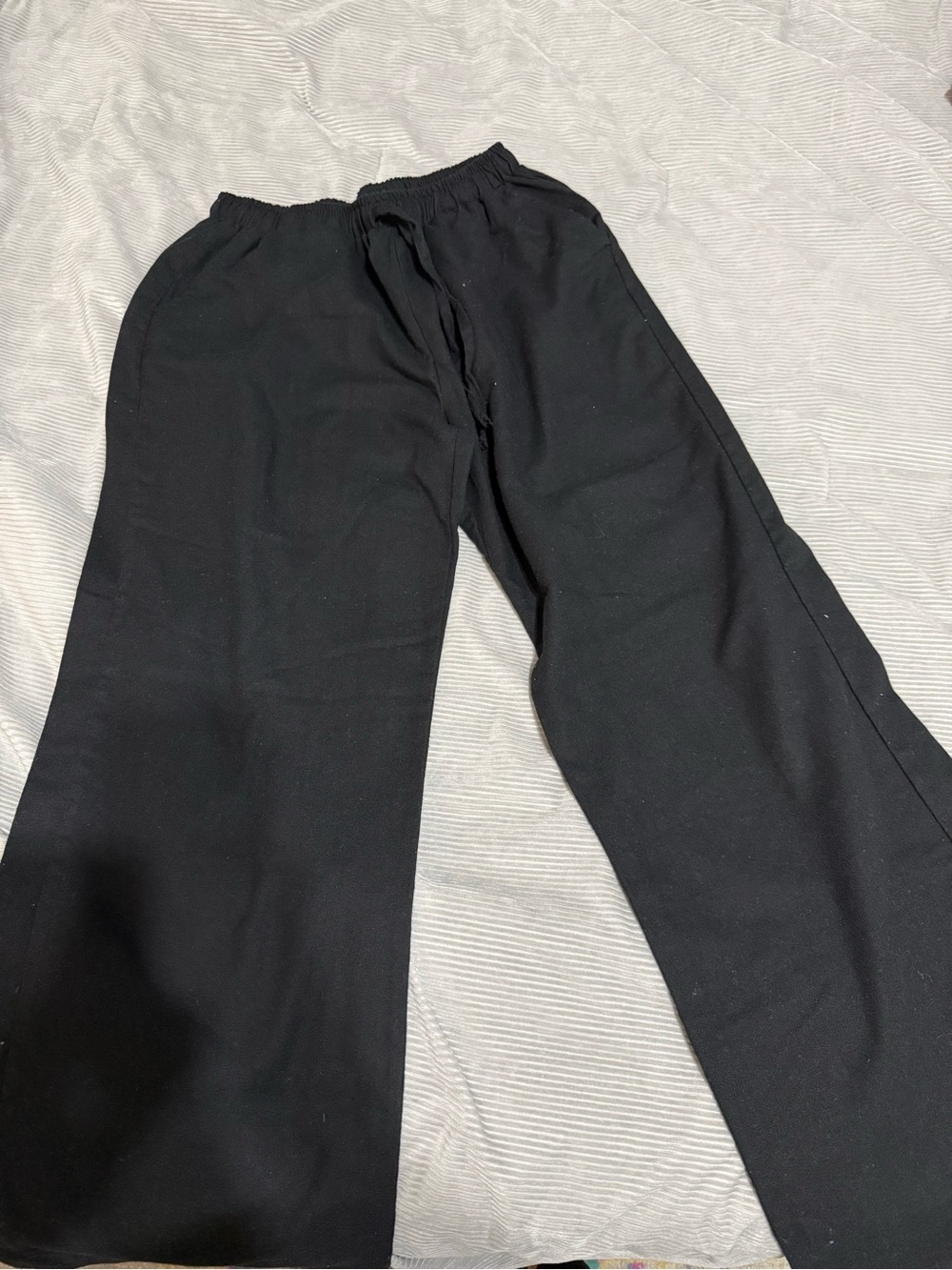 Women's Black Elastic-Waist Wide-Leg Pants